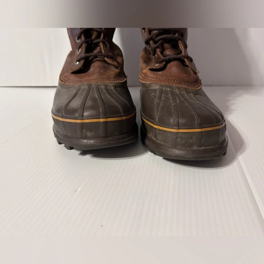 SOREL Maverick low brown leather lace up rain snow boot men size 10